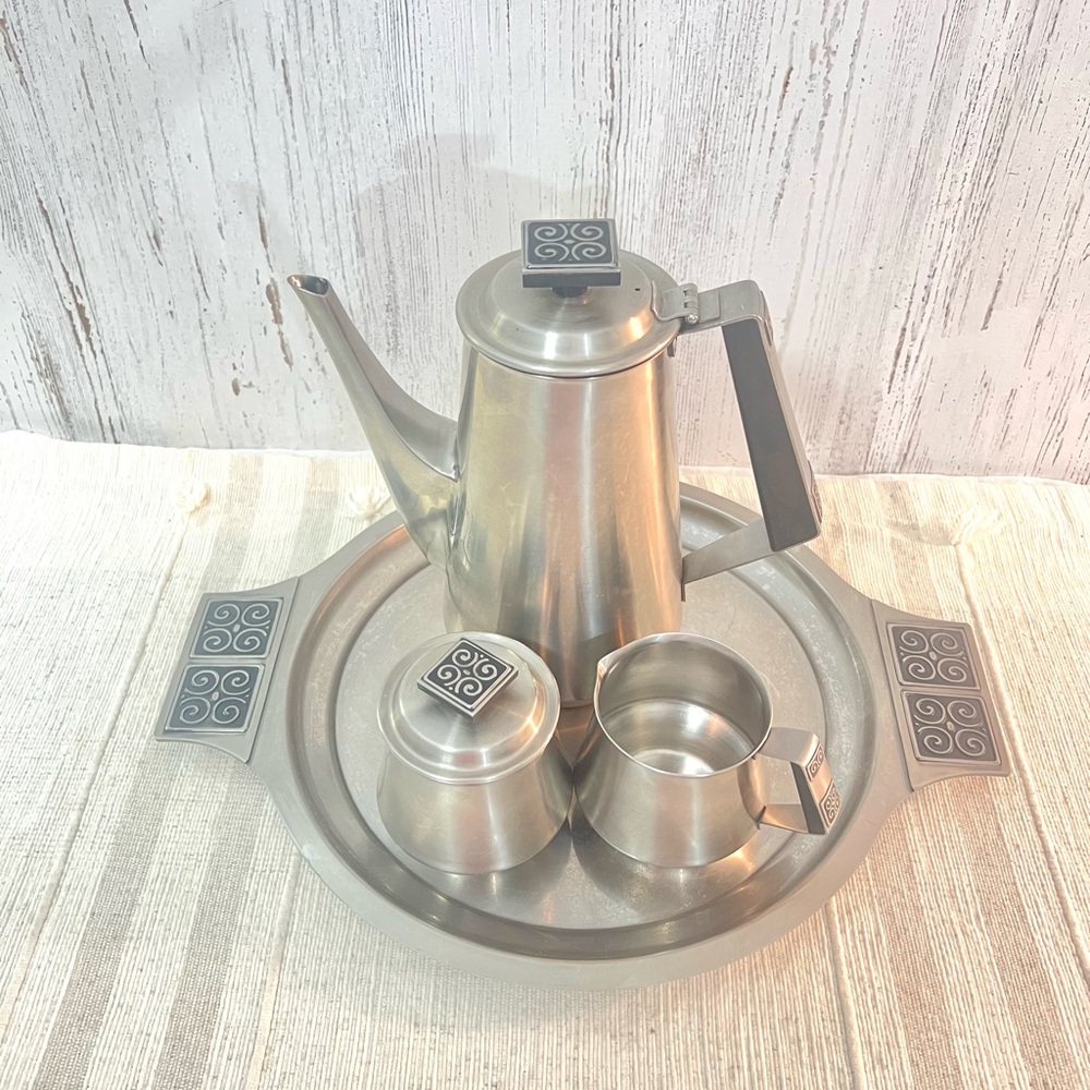 Vintage coffee set Japan rogers-insilco fashion stainless stainless mid century